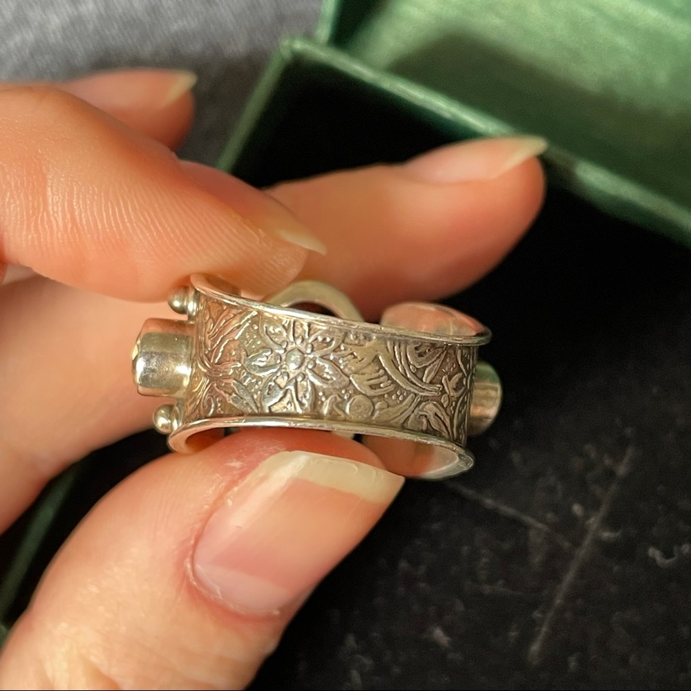 Amber & Silver Statement Ring - image 4